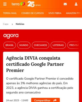 Agência DIVIA conquista certificado Google Partner Premier